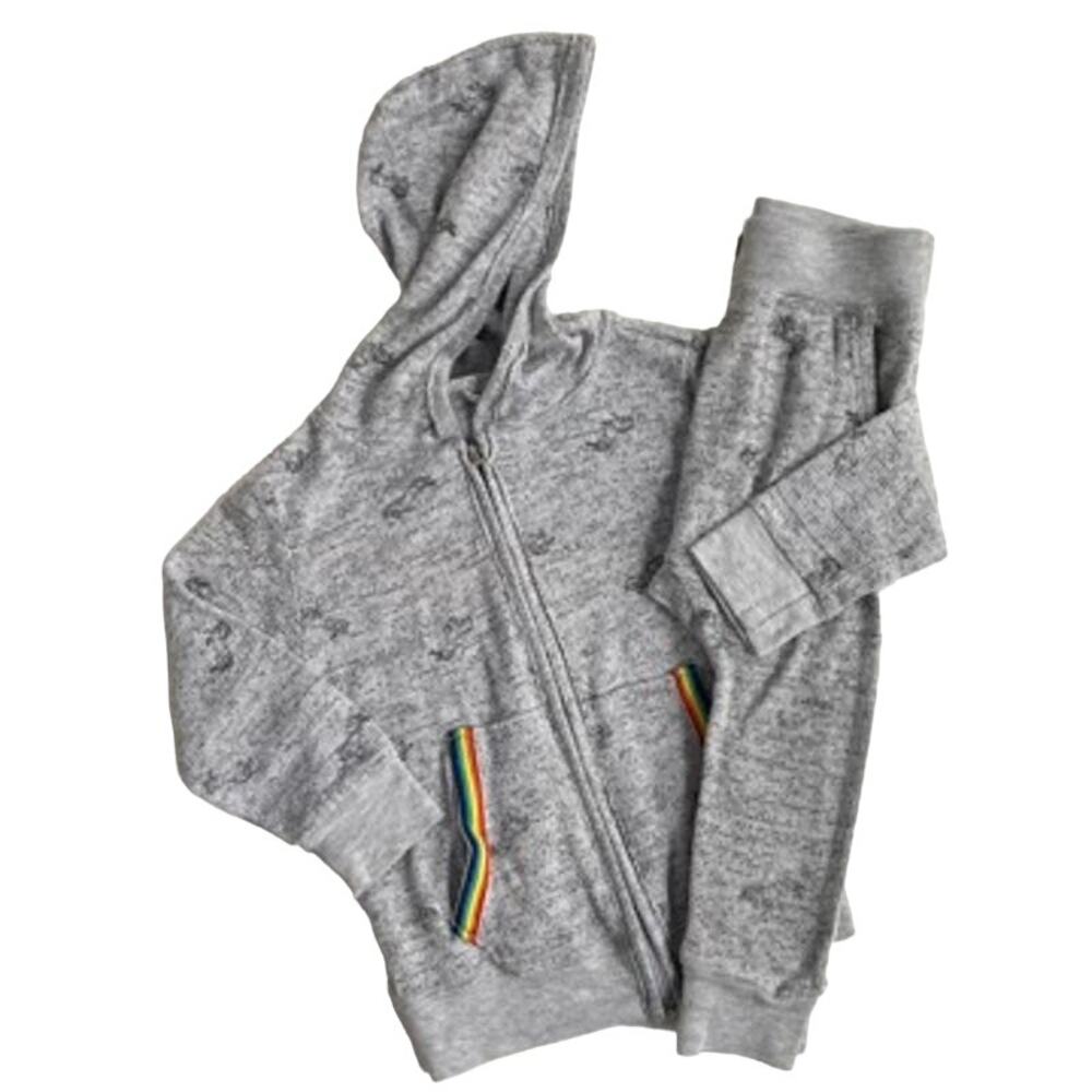 Cozii USA Rainbow Unicorn Outfit - Hoodie Joggers - Marled Knit - 12-18M